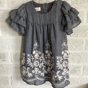 Isobella & Chloe dress chambray with ivory embroidery